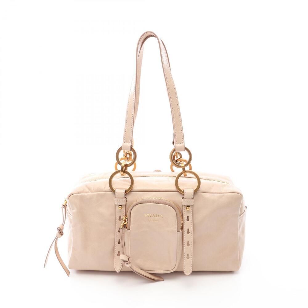Prada Tangle Shoulder Bag Leather Beige Cream